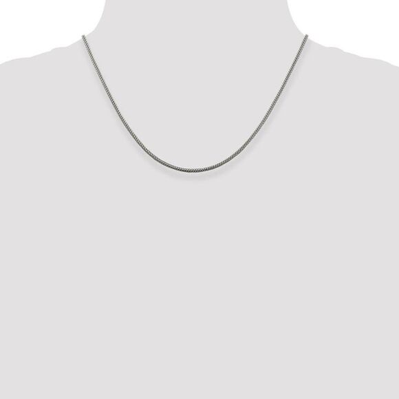2mm, Sterling Silver Fancy Round Box Chain Necklace, 18 Inch
